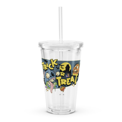 Trick or treat Zombie plastic tumbler