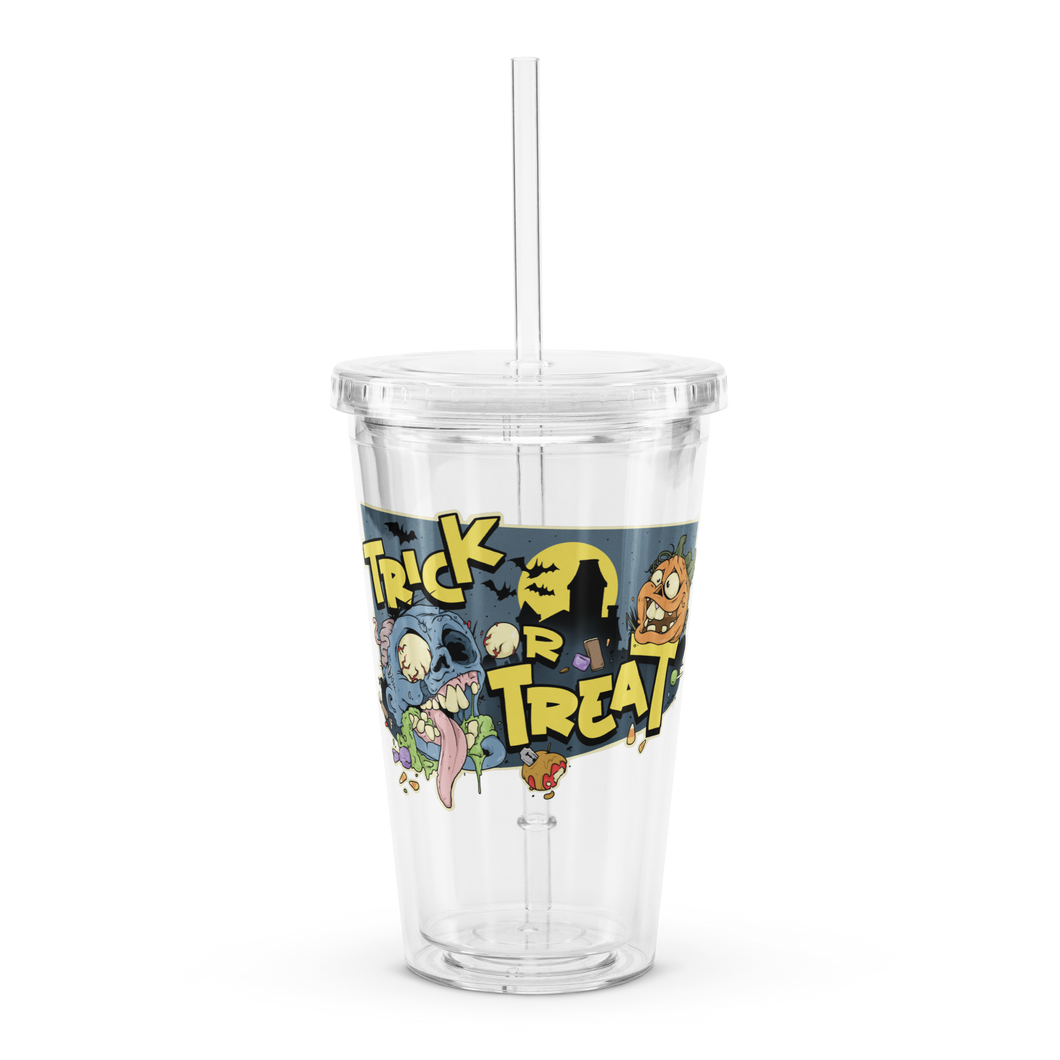 Trick or treat Zombie plastic tumbler