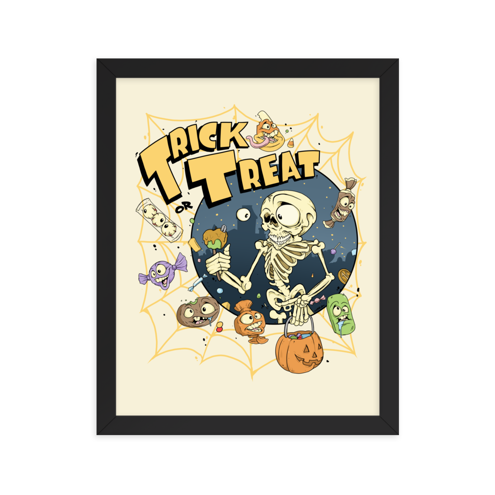 Trick or Treat Skeleton Framed poster